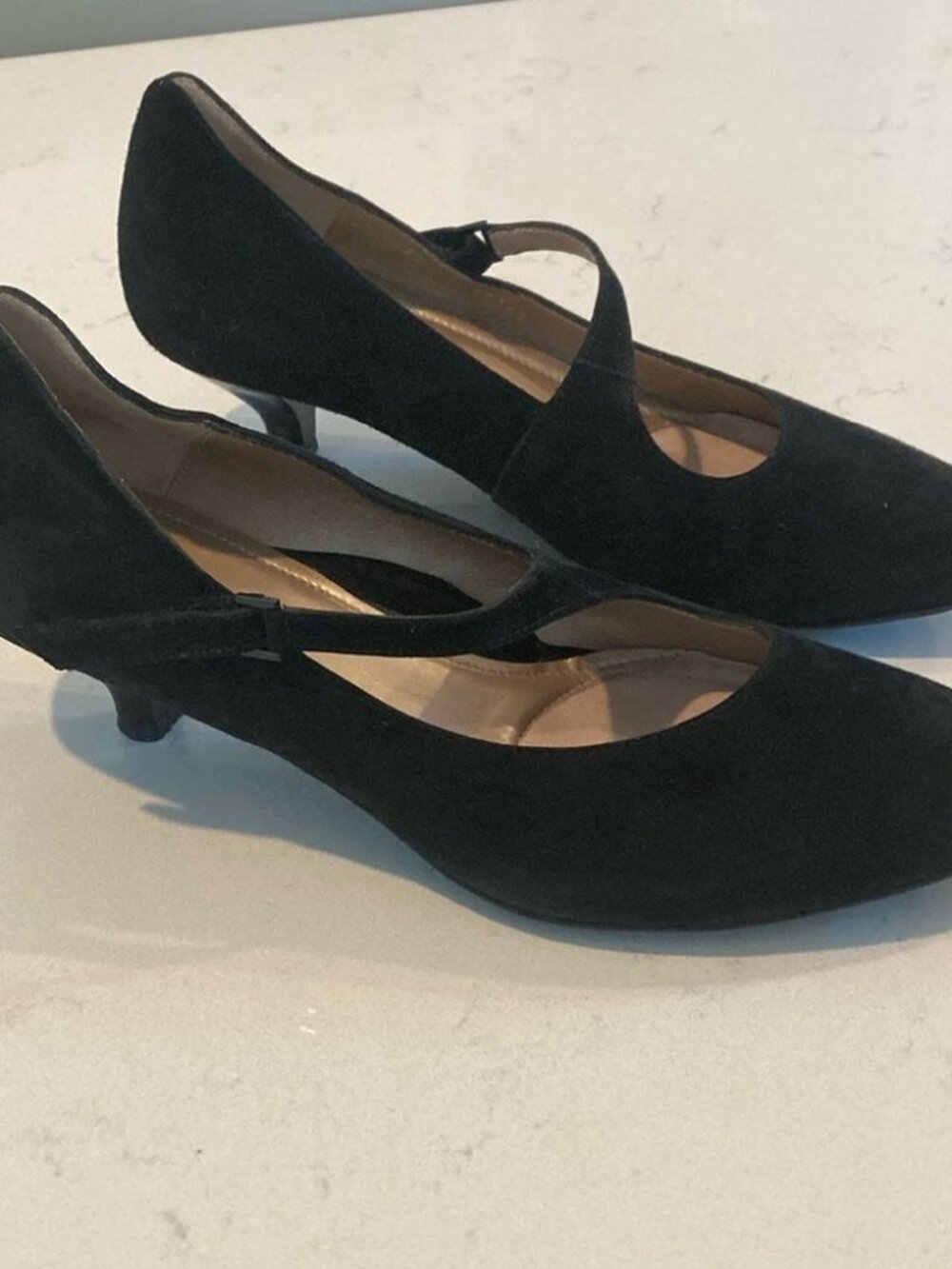 Beautifeel Black Suede Mary Jane Kitten Heels Size 8
